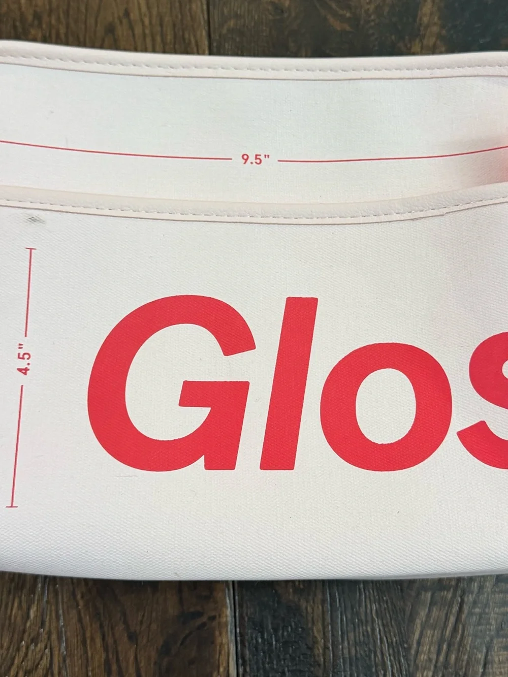 Glossier Pink Beauty Bag Cosmetic Pouch with Red Logo